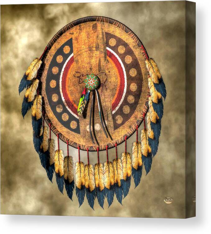 Native American Shield Canvas Print featuring the digital art Native American Shield by Daniel Eskridge
