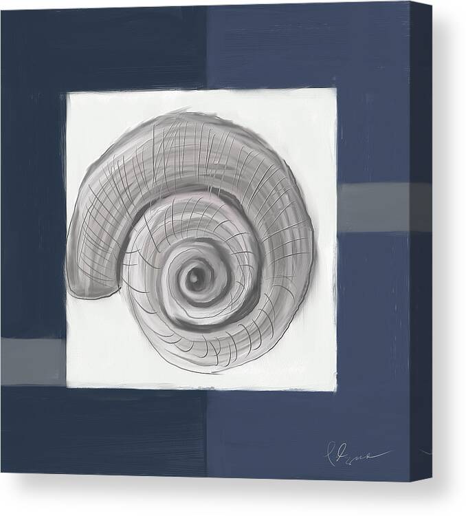 Seashell Canvas Print featuring the painting Navy Seashells II - Navy and Gray Art by Lourry Legarde