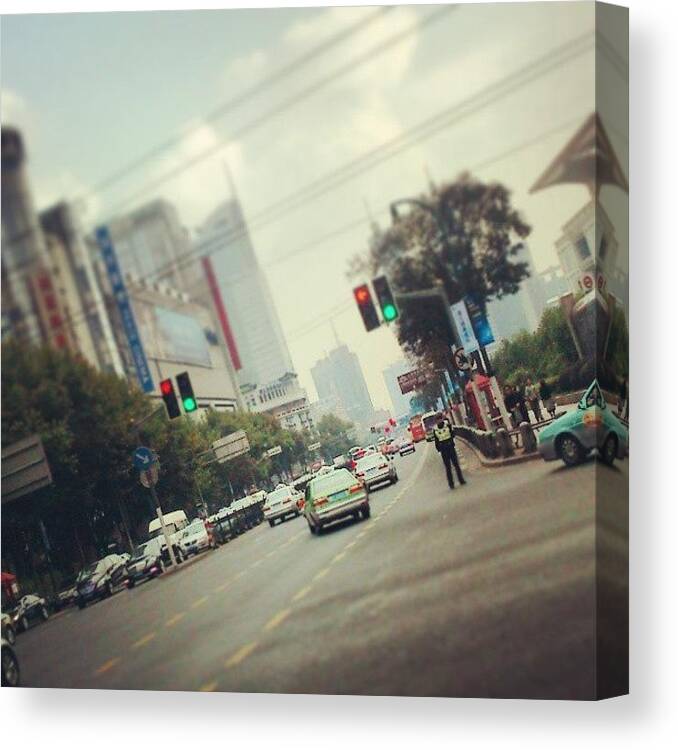 Shanghai Canvas Print featuring the photograph Near The People's Square #shanghai by Elina Iatcenko