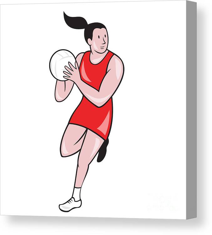 netball player catching ball isolated cartoon canvas print canvas art by aloysius patrimonio netball player catching ball isolated cartoon canvas print