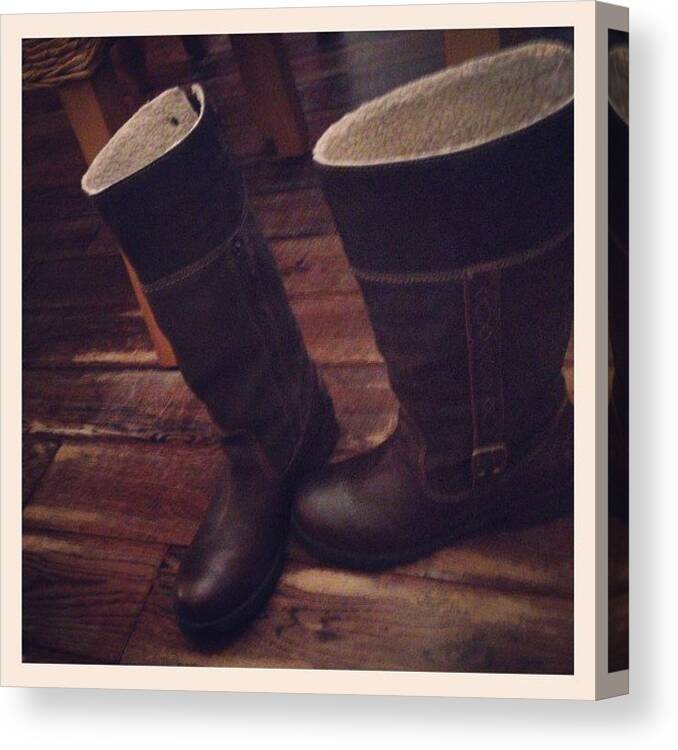Expensive Canvas Print featuring the photograph New Boots Are Lush. #shoes #boots by Kimberley Thurston