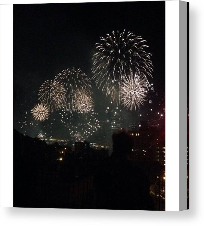 Nyc Canvas Print featuring the photograph New York City Fireworks by Megan Parmelee