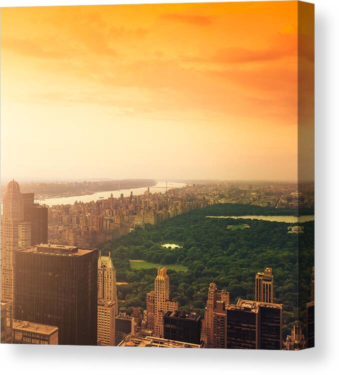 Panoramic Canvas Print featuring the photograph New York City Skyline And Central Park by Franckreporter
