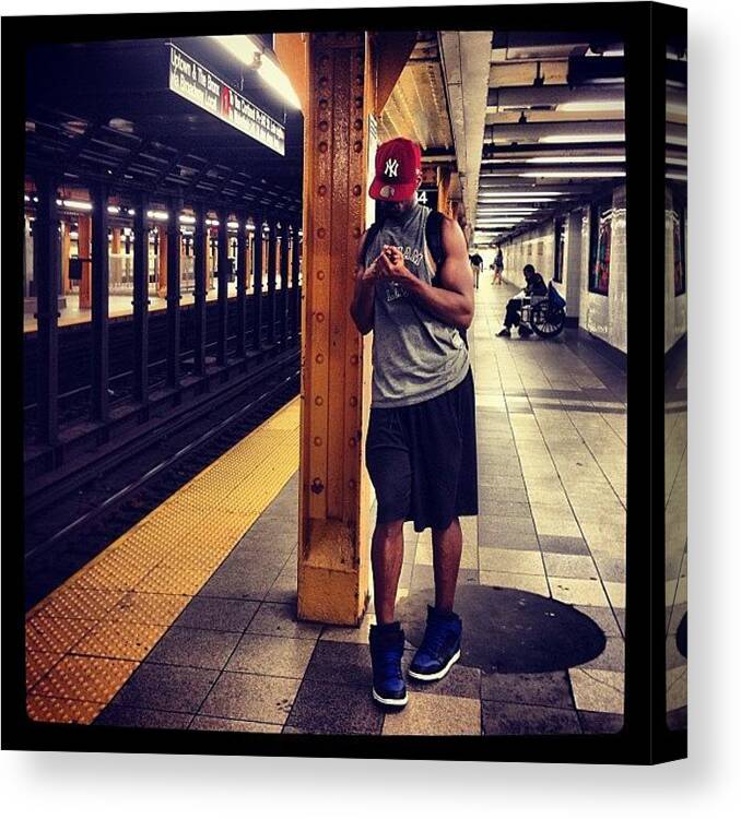  Canvas Print featuring the photograph New York City Subway, Times Square, Nyc by Brad Starks