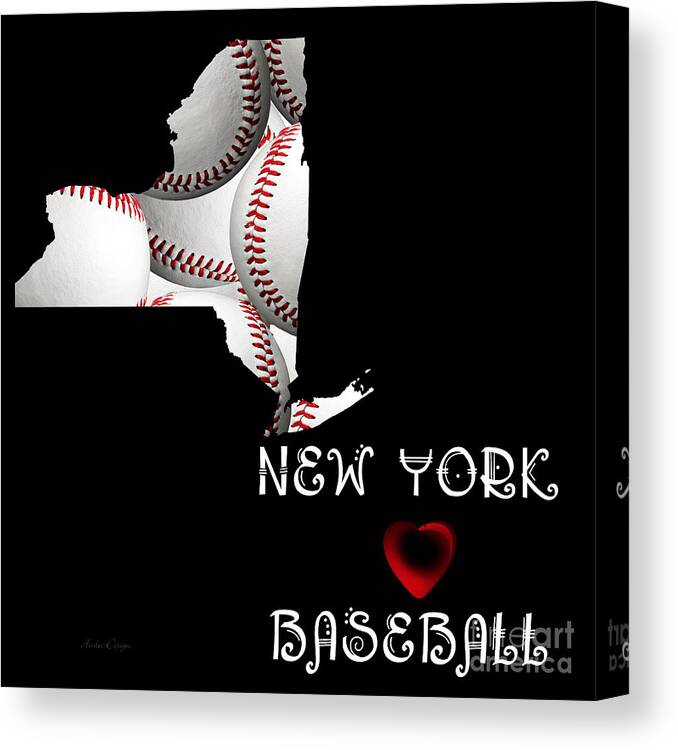 Andee Design Canvas Print featuring the digital art New York Loves Baseball by Andee Design