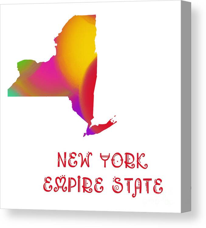 Andee Design Canvas Print featuring the digital art New York State Map Collection 2 by Andee Design