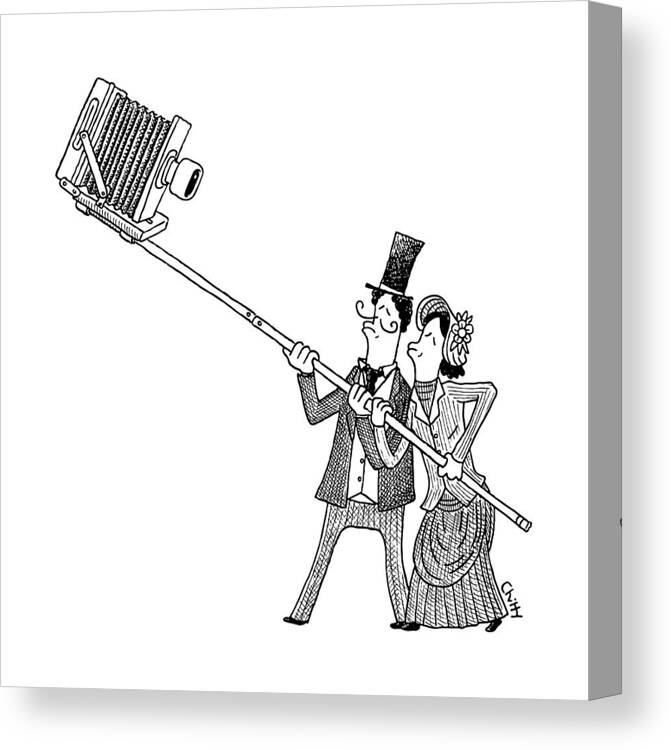 Selfie Canvas Print featuring the drawing New Yorker April 17th, 2017 by Tom Chitty