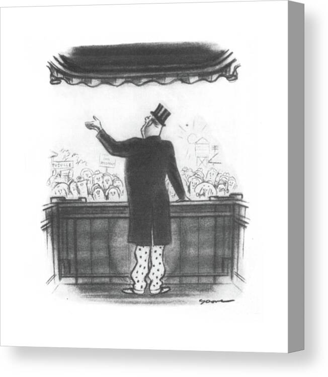110582 Ldv Leonard Dove Politician Speaking From Observation Platform Of Train Canvas Print featuring the drawing New Yorker August 17th, 1940 by Leonard Dove