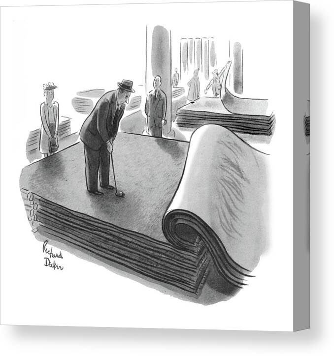 Captionless Canvas Print featuring the drawing New Yorker June 25th, 1955 by Richard Decker