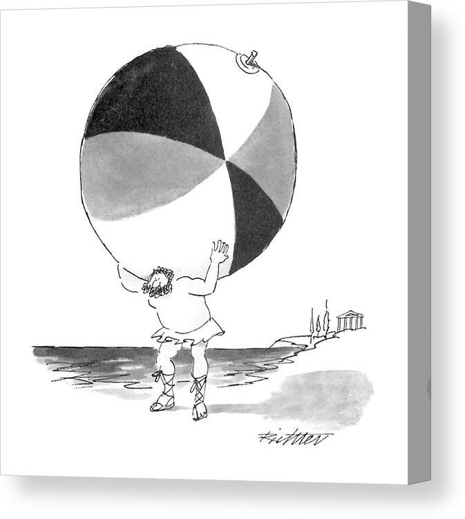 No Caption
Atlas Carries Large Beachball On His Shoulders Instead Of The World. 
No Caption
Atlas Carries Large Beachball On His Shoulders Instead Of The World. 
Characters Canvas Print featuring the drawing New Yorker June 6th, 1988 by Mischa Richter