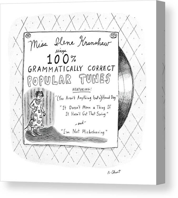 No Caption
Drawing Depicts Album Cover Of 
No Caption
Drawing Depicts Album Cover Of Language Canvas Print featuring the drawing New Yorker September 5th, 1988 by Roz Chast