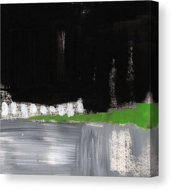 Abstract Painting Canvas Print featuring the painting Night Horizon- abstract landscapeart by Linda Woods