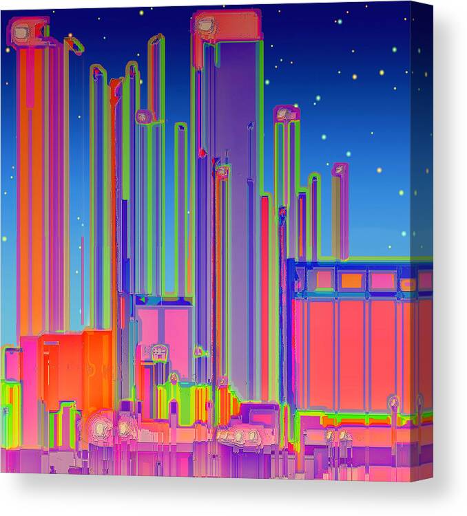 Abstract Canvas Print featuring the digital art Night in the City by Wendy J St Christopher