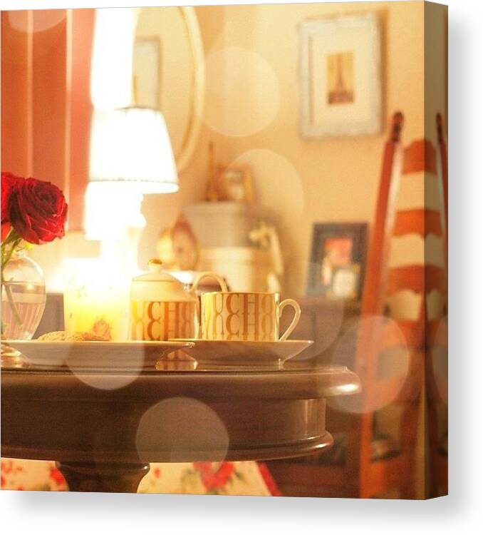 Room Canvas Print featuring the photograph #night #tea #time #at #my #room by Momoko Hasegawa