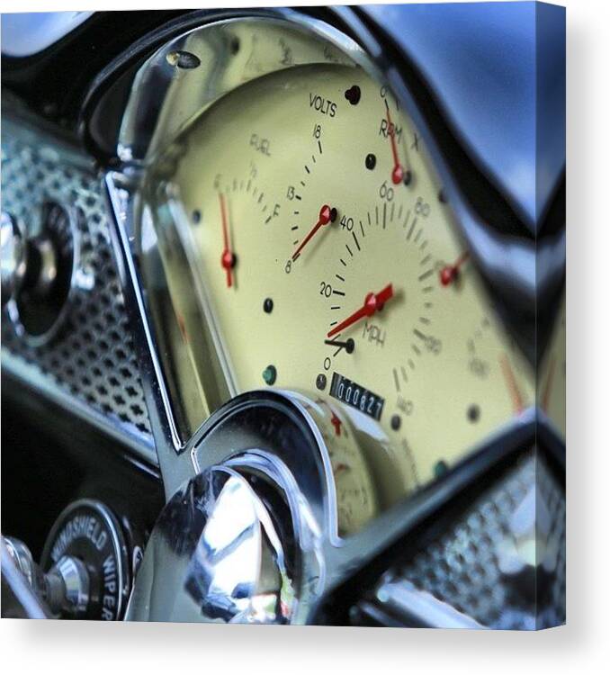 Chopped Canvas Print featuring the photograph #nocrop #hotrod #dash #837 #miles by Brian Havican