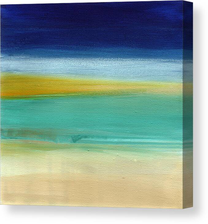 Abstract Canvas Print featuring the painting Ocean Blue 3- Art by Linda Woods by Linda Woods