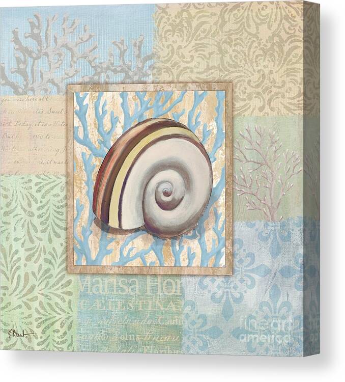 Shell Canvas Print featuring the painting Oceanic Shell Collage IV by Paul Brent