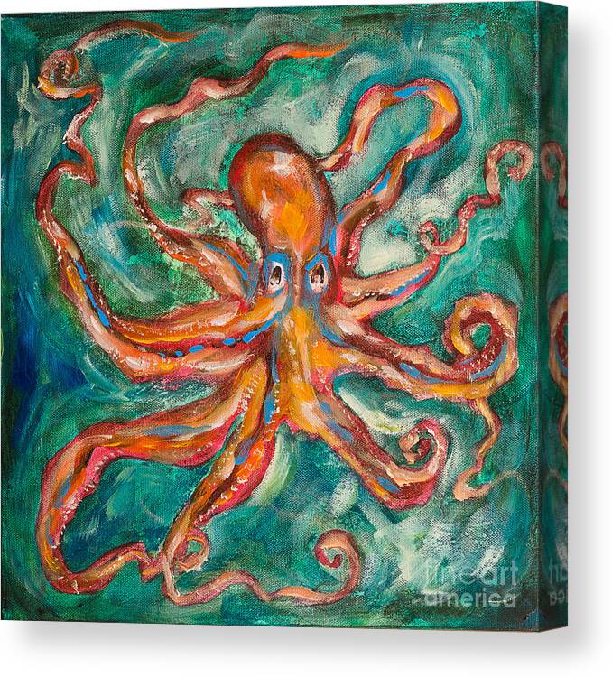 Octopus Canvas Print featuring the painting Octopus Garden by Linda Olsen