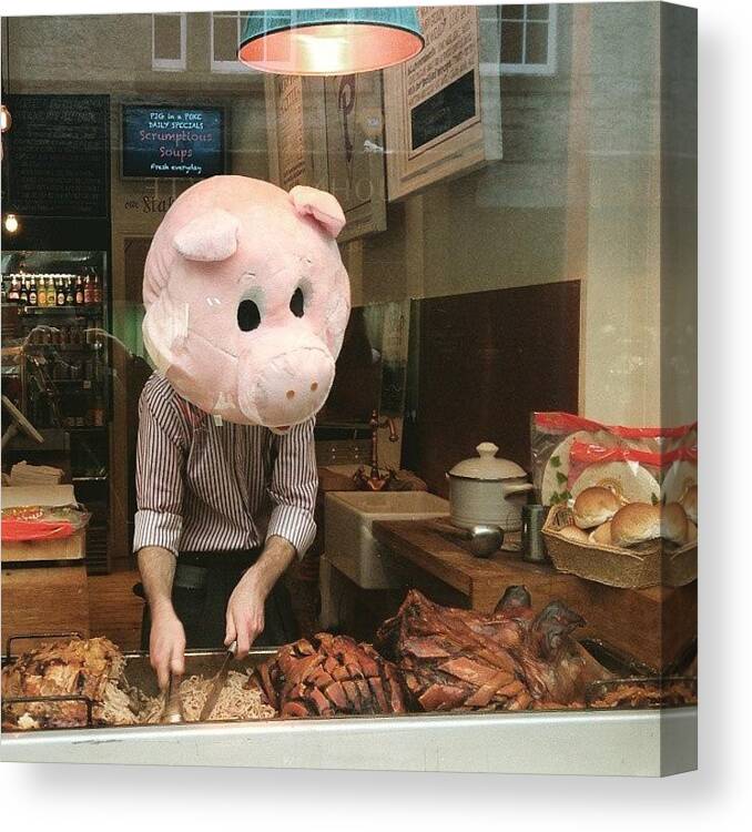 Brilliantmoments Canvas Print featuring the photograph Oh A pig in a poke by Ludovic Farine