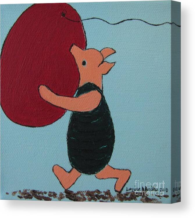 Piglet Canvas Print featuring the painting Oh Dear Dear by Denise Railey