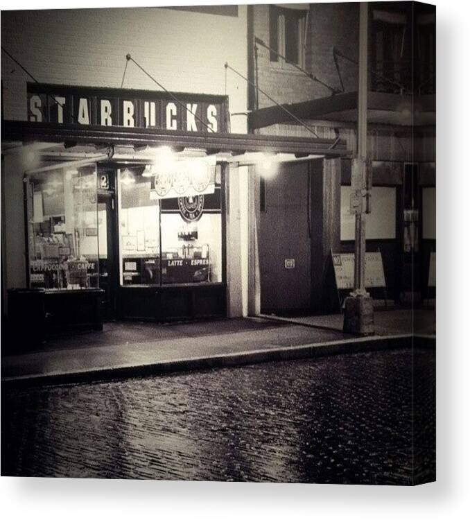 Dark Coffee Canvas Print featuring the photograph Old Starbucks by Jade Alexa Terando