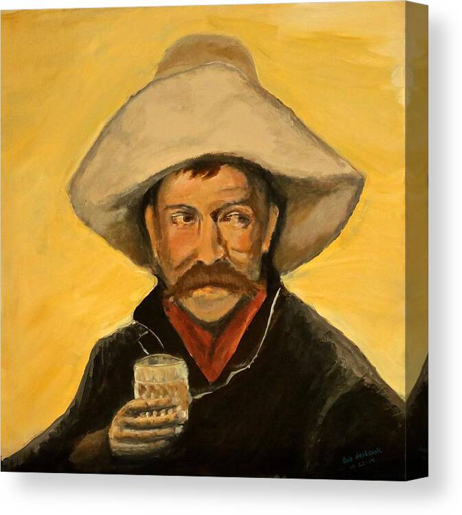 Cowboy Big Hat Canvas Print featuring the painting Ole Cowboy by Bob Hasbrook