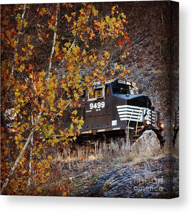 Train Canvas Print featuring the photograph On A Journey by Kerri Farley