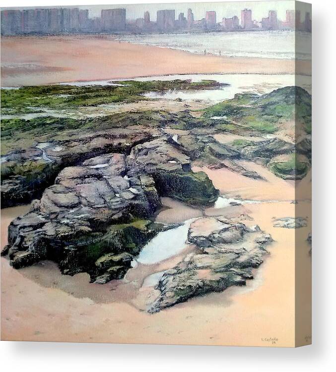 Beach Canvas Print featuring the painting On the beach by Tomas Castano