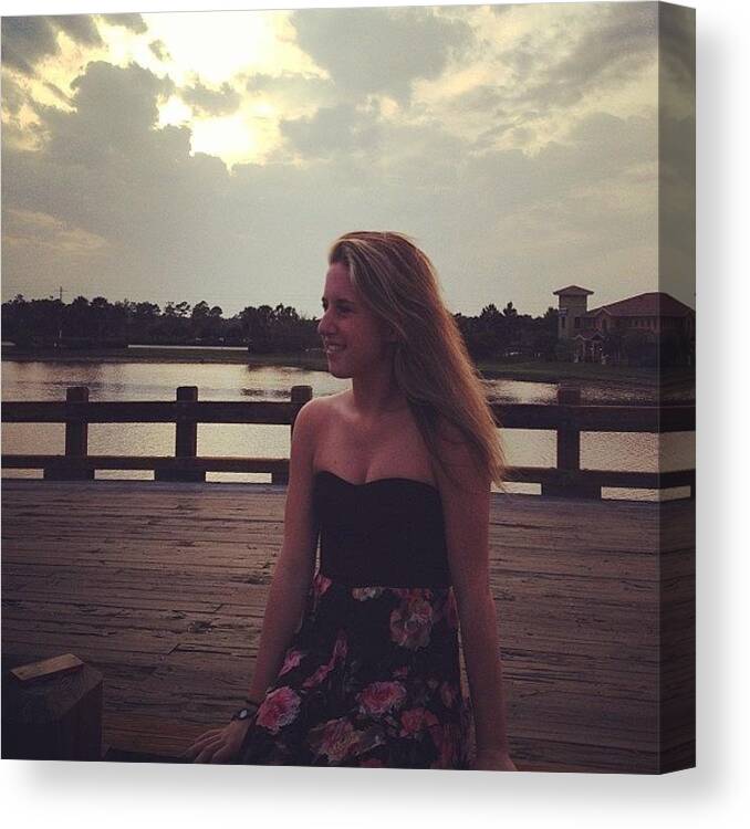 Florida Canvas Print featuring the photograph On The Boardwalk 😊#dress #florida by Sara Schmitt