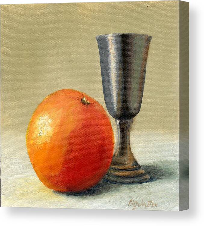  Canvas Print featuring the painting Orange and Pewter by Beth Johnston