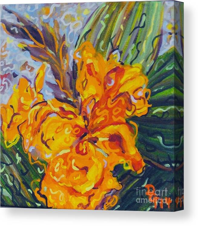 Still Life Canvas Print featuring the painting Orange Cannas by Deborah Glasgow