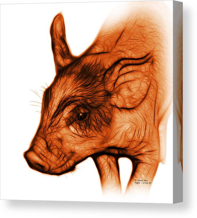 Pig Canvas Print featuring the digital art Orange Piglet - 1716 FS by James Ahn