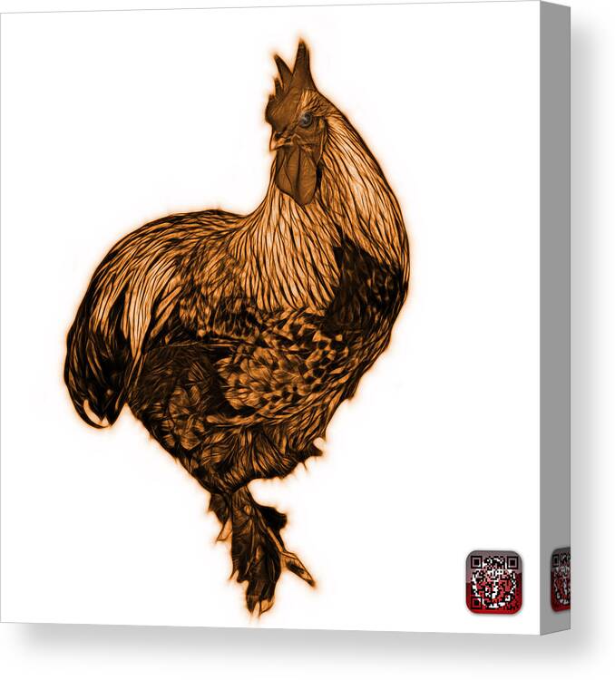 Rooster Canvas Print featuring the painting Orange Rooster - 3166 FS by James Ahn