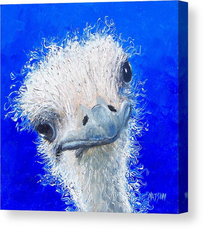 Ostrich Canvas Print featuring the painting Ostrich Painting 'Waldo' by Jan Matson by Jan Matson
