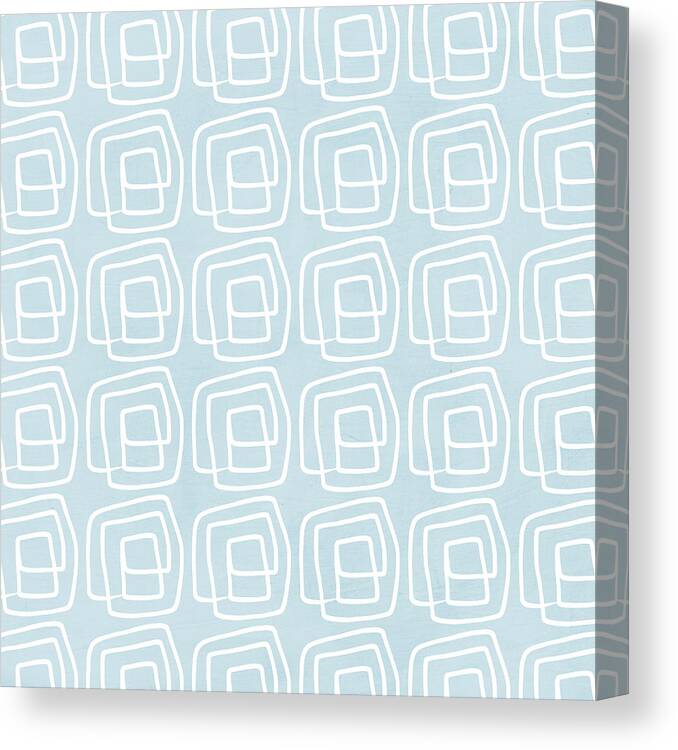 Boho Canvas Print featuring the painting Out of The Box blue and white pattern by Linda Woods