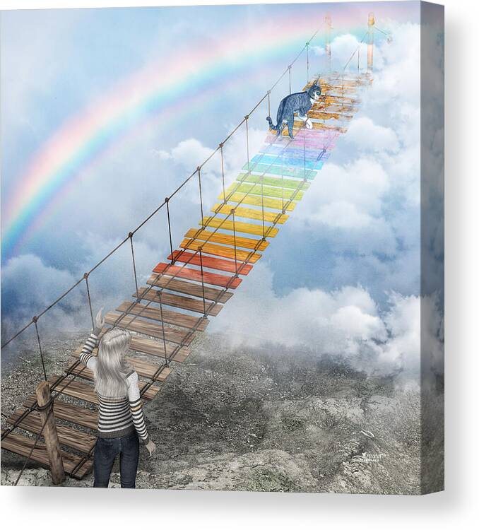 3d Canvas Print featuring the digital art Over the Rainbow Bridge by Jutta Maria Pusl