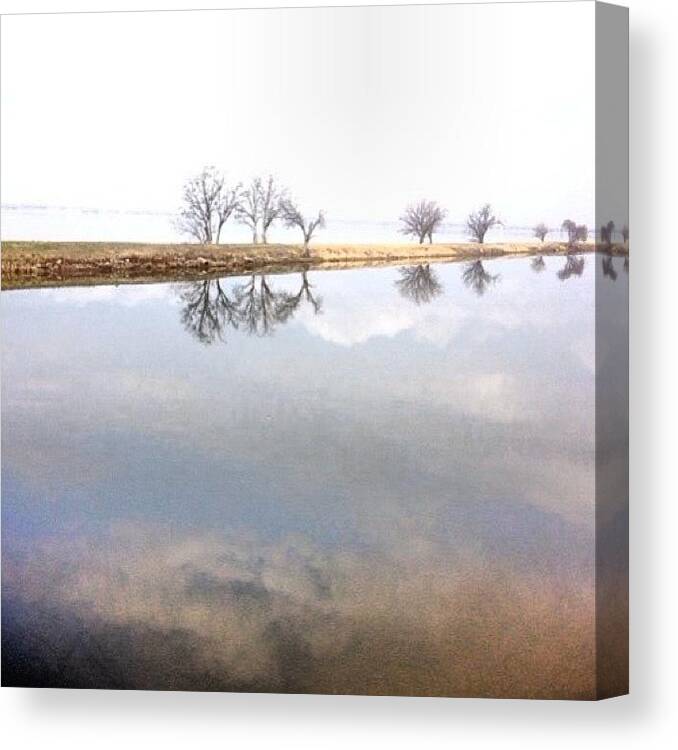 Water Canvas Print featuring the photograph #overholser #reflection #water #walking by Angela Breeden