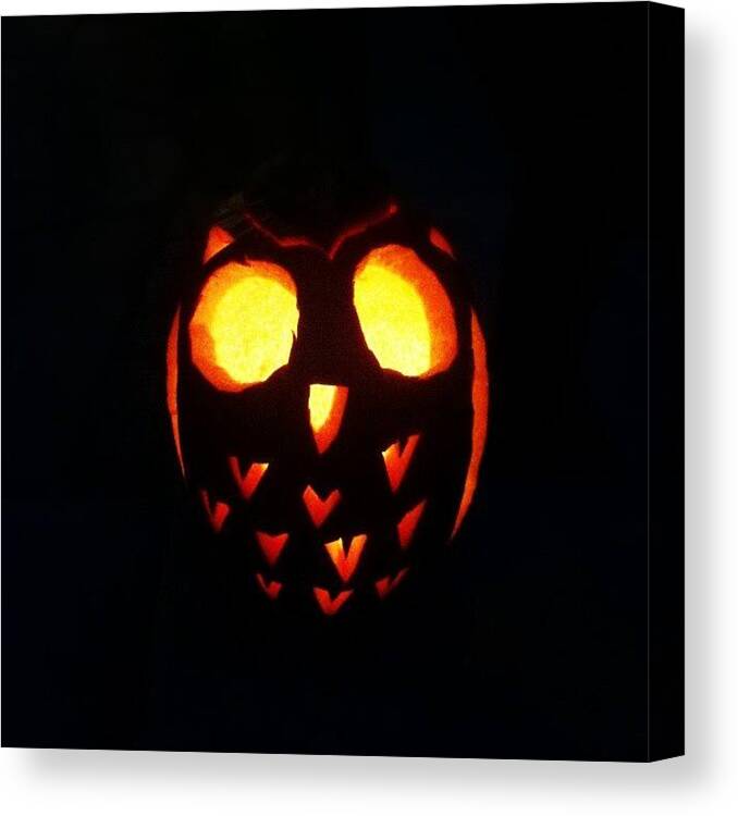 Halloween Canvas Print featuring the photograph Owl In The Night by Amber Abreu