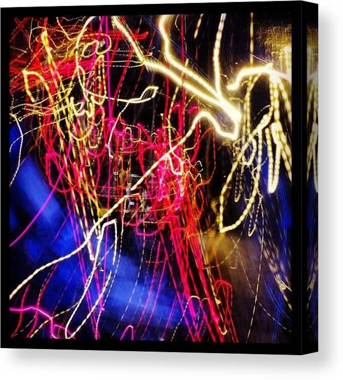 Crazy Canvas Print featuring the photograph #painting With #city #lights In A by Elaine Li