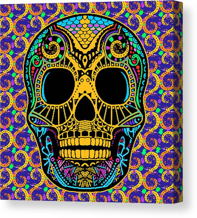 Skull Canvas Print featuring the painting Paisley Skull by Tony Rubino