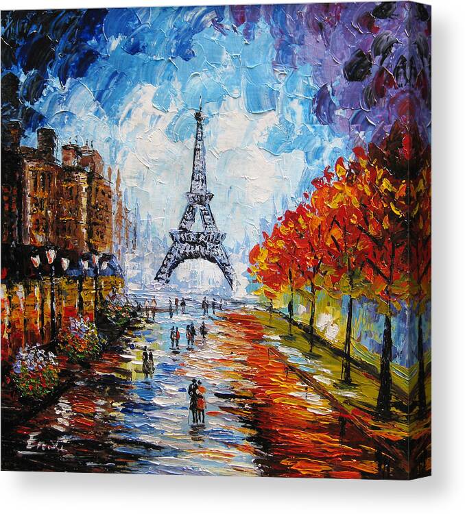 palette knife painting Paris Eiffel tower Canvas Print