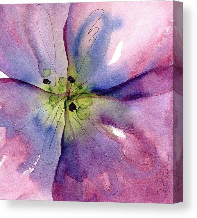 Watercolor Canvas Print featuring the painting Pansy 2 by Dawn Derman