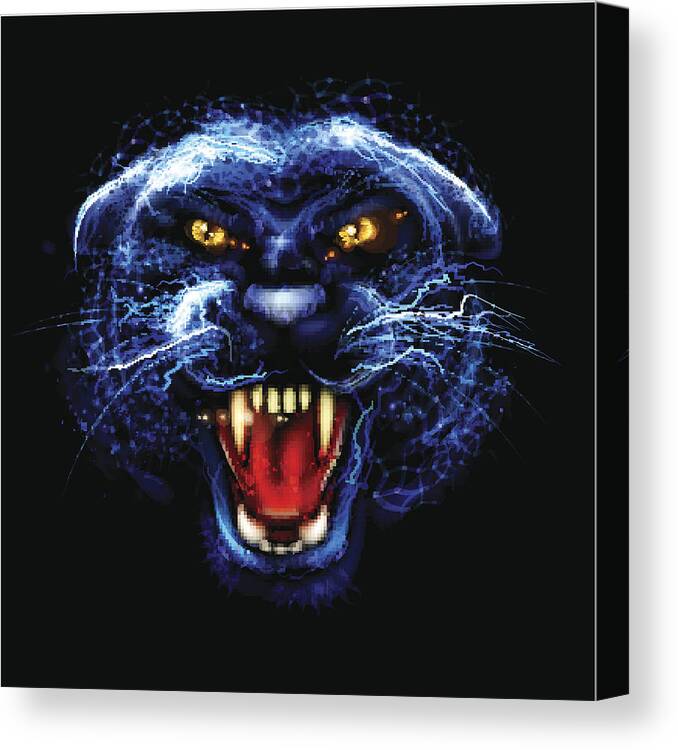Black Leopard Canvas Print featuring the digital art Panther by Adelevin