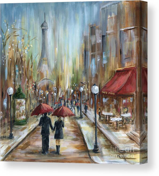 Paris Canvas Print featuring the painting Paris Lovers Ill by Marilyn Dunlap
