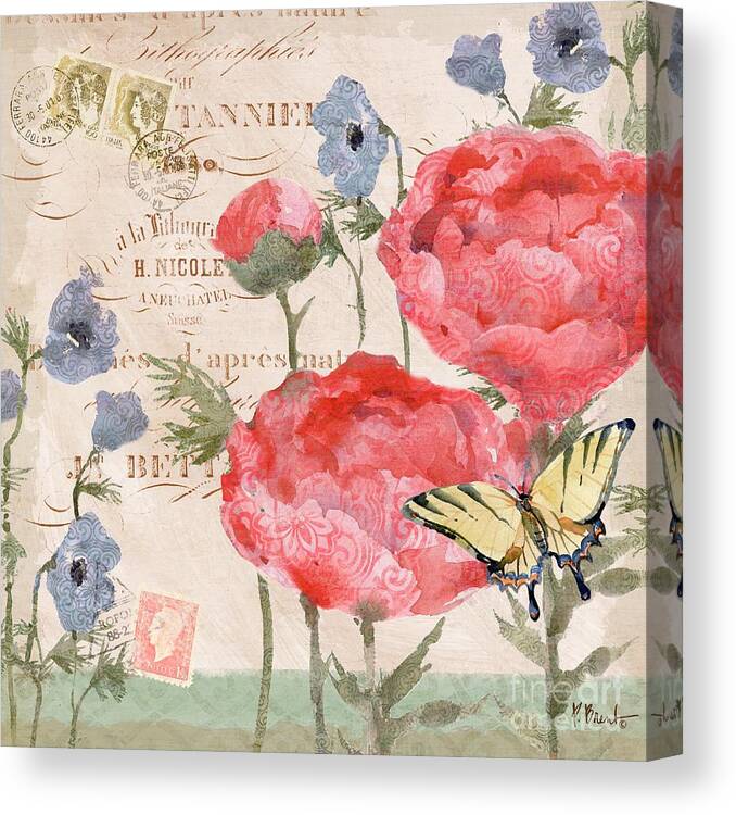 Peony Canvas Print featuring the painting Parisian Peony II by Paul Brent