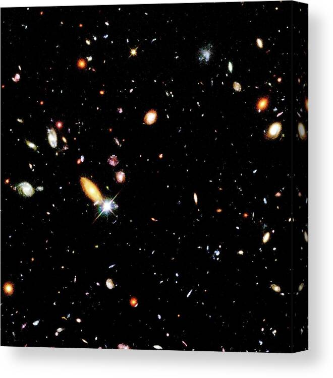 Hubble Deep Field Canvas Print featuring the photograph Part Of The Hubble Deep Field by Robert Williams And The Hubble Deep Field Team (stsci) And Nasa/science Photo Library