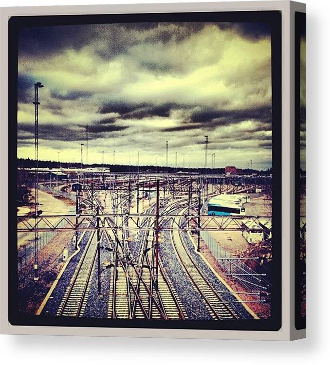 Finland Canvas Print featuring the photograph #pasila #trainspotting #finland #train by Miki Mielonen