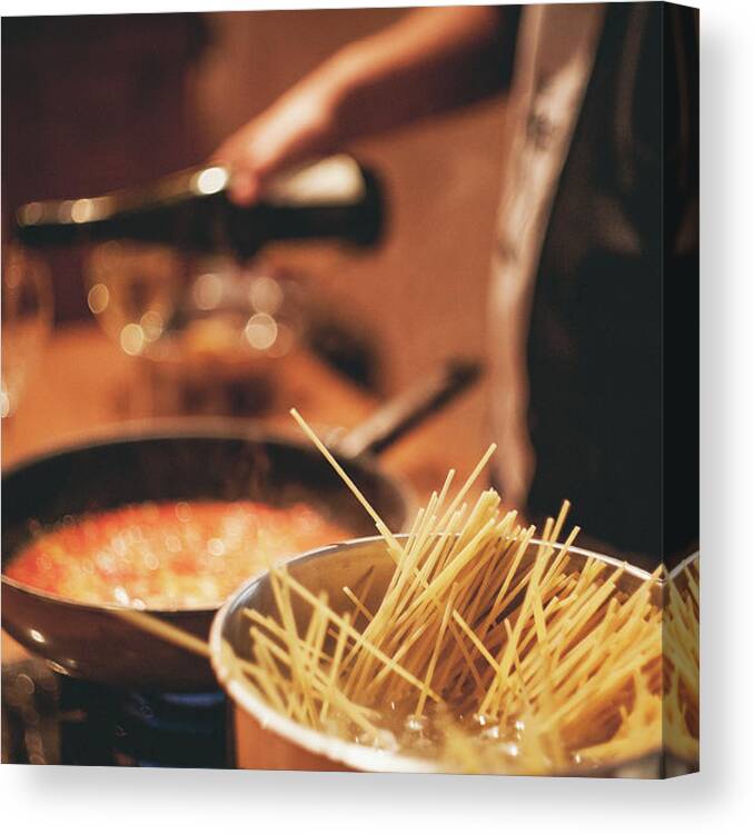 People Canvas Print featuring the photograph Pasta by N+t*