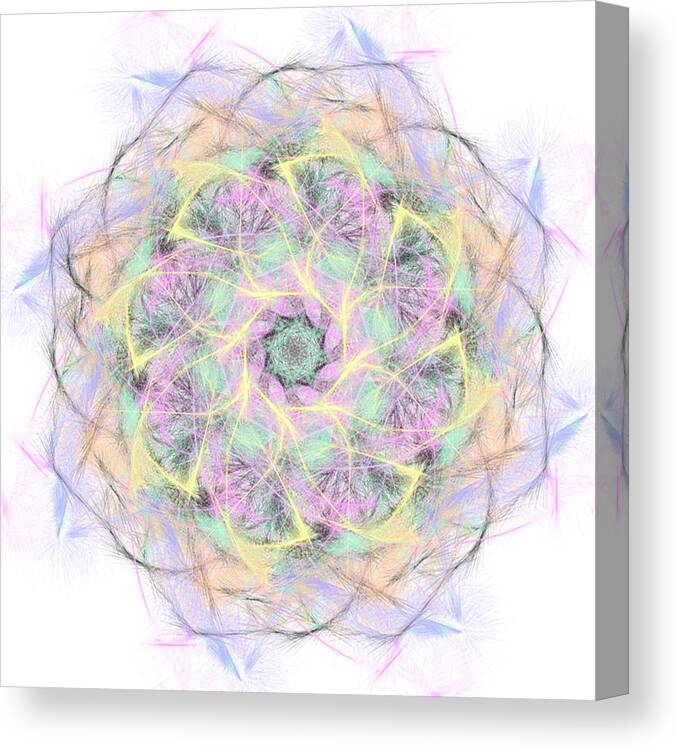 Mandala Canvas Print featuring the digital art Pastel Wisps Mandala by Beth Venner