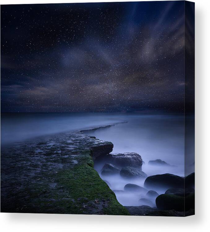 Night Canvas Print featuring the photograph Path to infinity by Jorge Maia